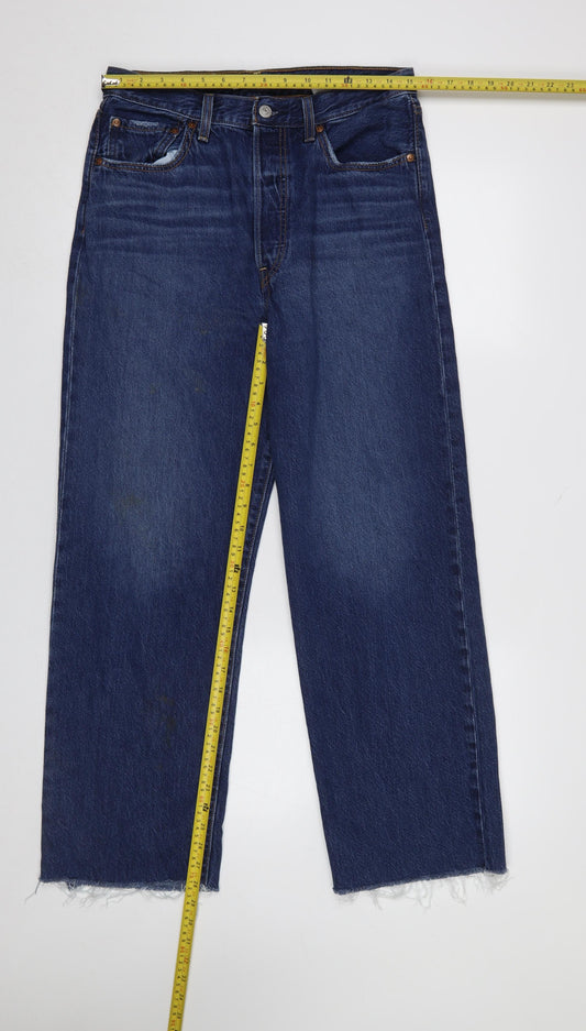Levi's Women's Blue Ribcage Straight Ankle Jeans Size 12 High Rise