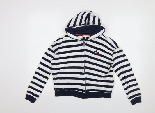 Tommy Hilfiger Girls Blue White Striped Full Zip Hoodie 16 Years