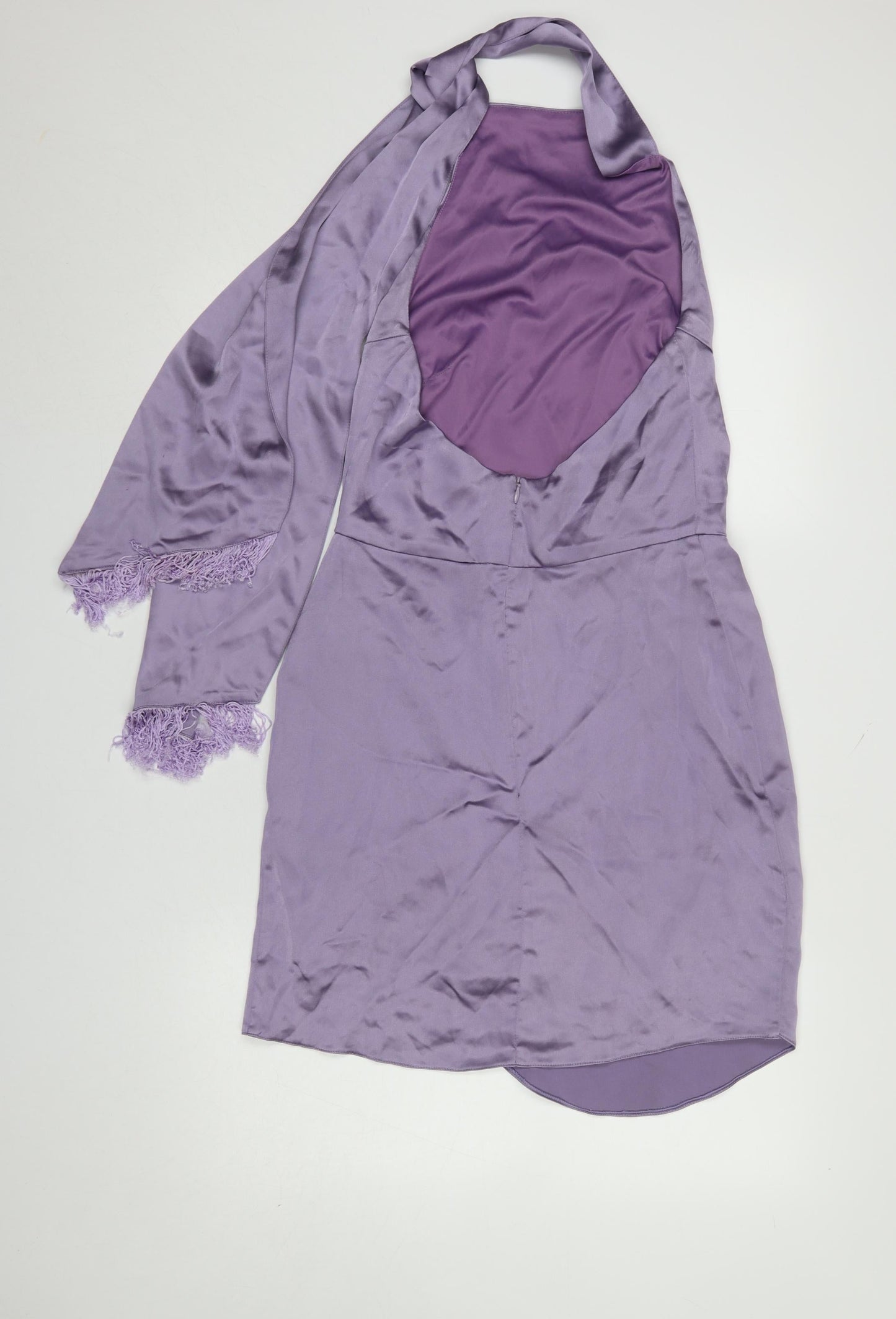 Folkster Women’s Purple Satin Wrap Dress Size S Party Elegant