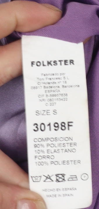 Folkster Women’s Purple Satin Wrap Dress Size S Party Elegant