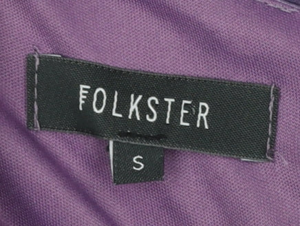 Folkster Women’s Purple Satin Wrap Dress Size S Party Elegant