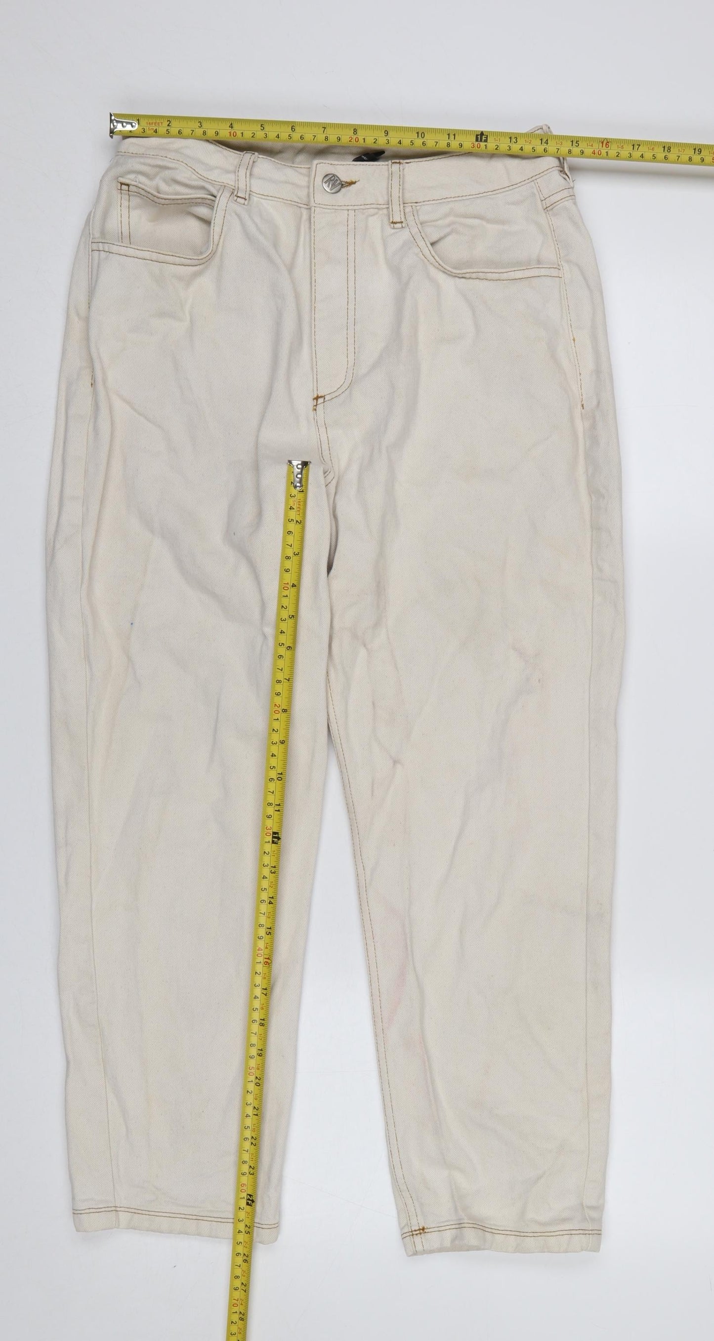 Reclaimed Vintage Women's Beige High Rise Mom Jeans Size 12
