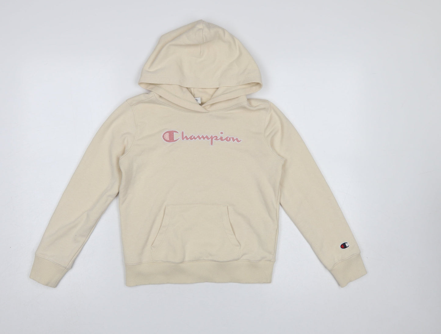 Champion Girls Beige Cotton Blend Pullover Hoodie Medium 9-10 Years