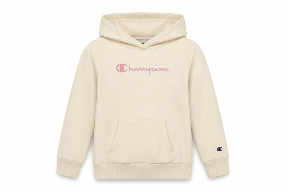 Champion Girls Beige Cotton Blend Pullover Hoodie Medium 9-10 Years