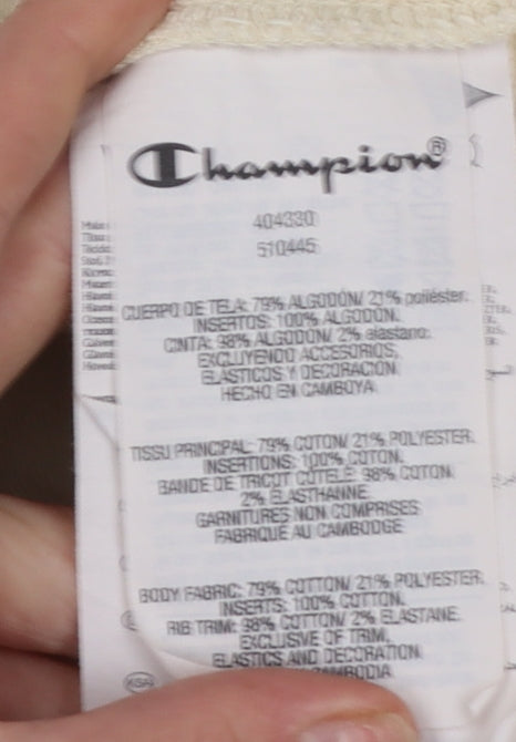 Champion Girls Beige Cotton Blend Pullover Hoodie Medium 9-10 Years