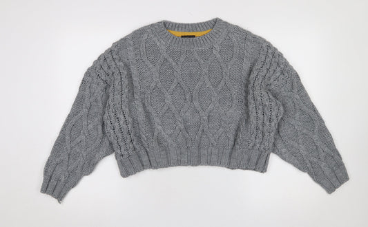 Topshop Women’s Grey Chunky Cable Knit Jumper Size 12