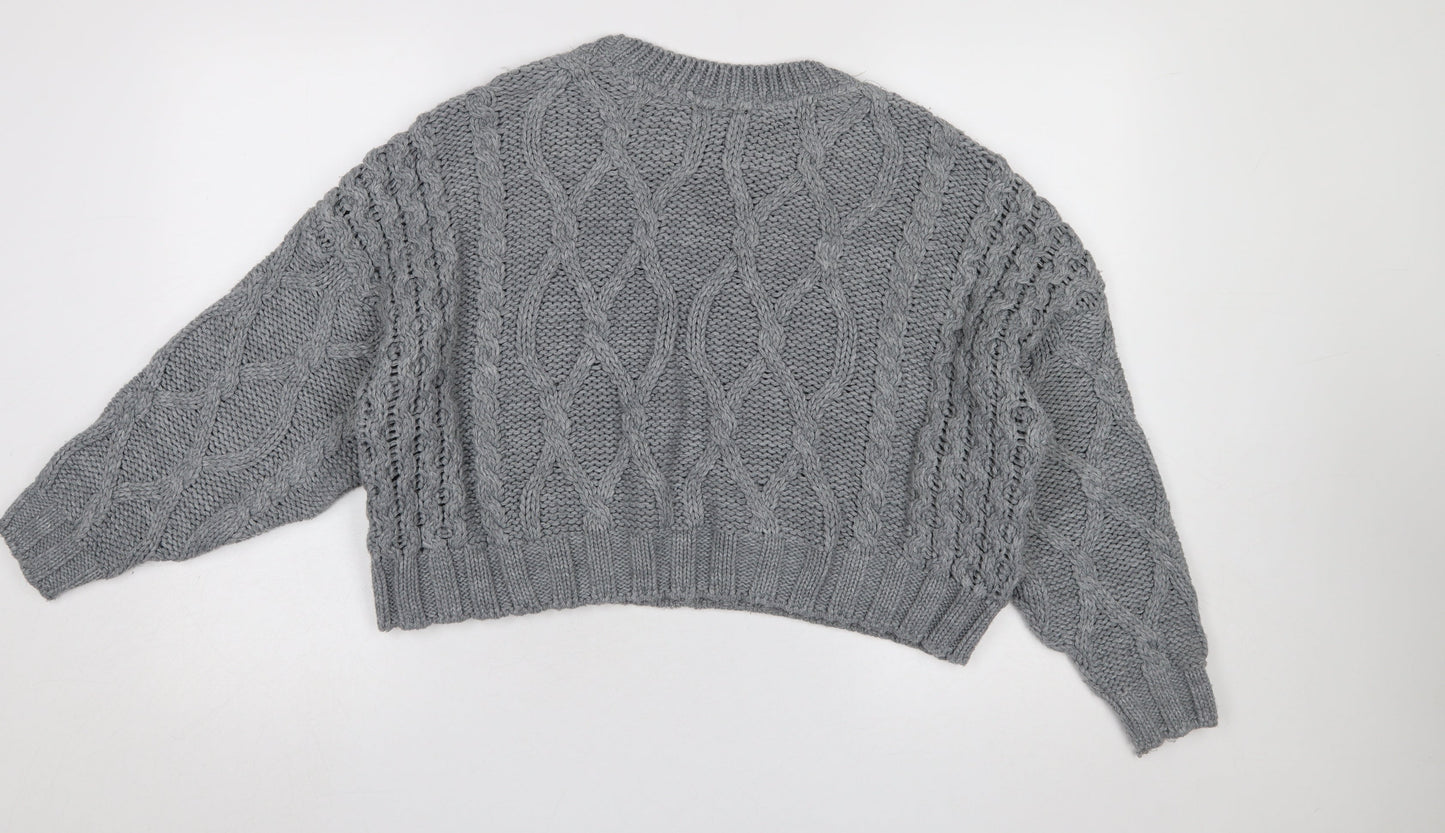 Topshop Women’s Grey Chunky Cable Knit Jumper Size 12