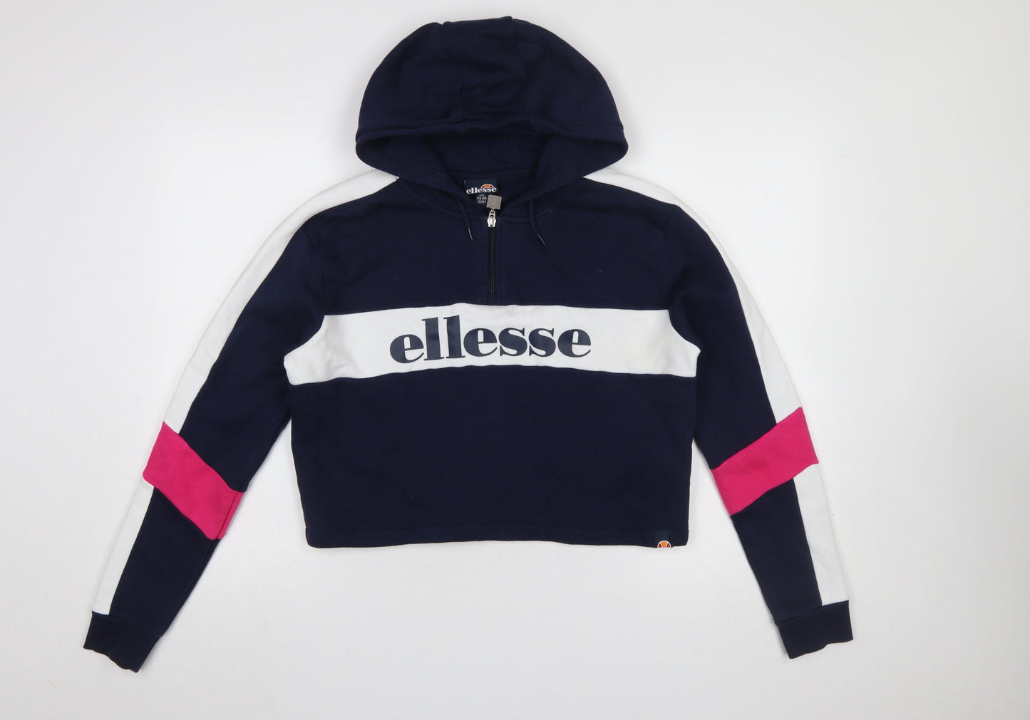 Ellesse Girls Blue White Pink 1/2 Zip Colourblock Hoodie 13-14 Years