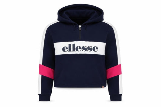Ellesse Girls Blue White Pink 1/2 Zip Colourblock Hoodie 13-14 Years