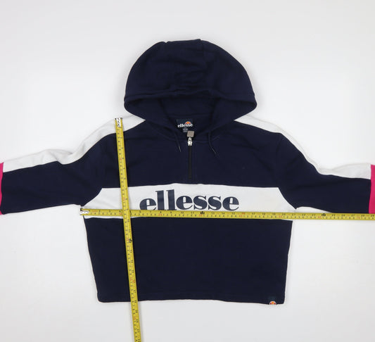 Ellesse Girls Blue White Pink 1/2 Zip Colourblock Hoodie 13-14 Years