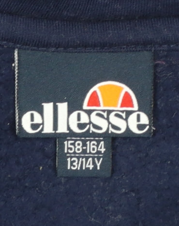 Ellesse Girls Blue White Pink 1/2 Zip Colourblock Hoodie 13-14 Years