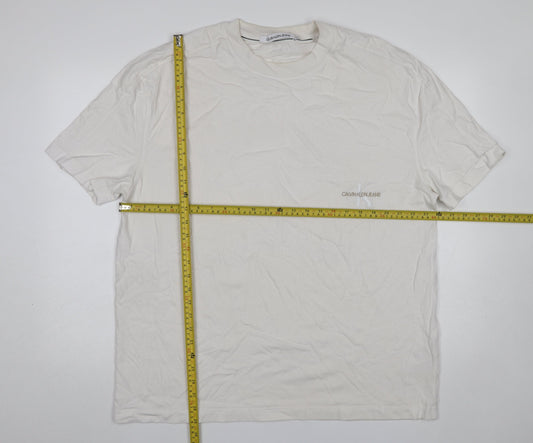 Calvin Klein Jeans Men's White 2XL Cotton Crew Neck Logo T-Shirt