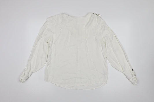 Savida Women Ivory Long Sleeve Viscose Blouse Size 12