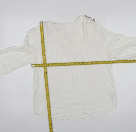 Savida Women Ivory Long Sleeve Viscose Blouse Size 12