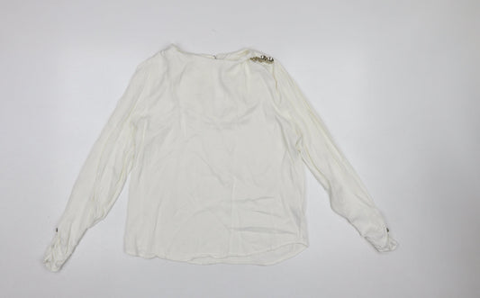 Savida Women Ivory Long Sleeve Viscose Blouse Size 12