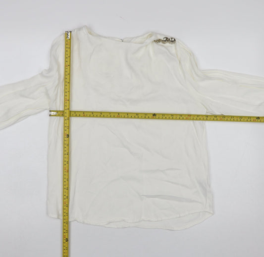 Savida Women Ivory Long Sleeve Viscose Blouse Size 12
