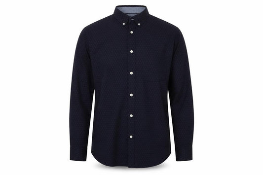 Jack & Jones Men's Blue Geometric Button-Down Cotton Shirt Medium