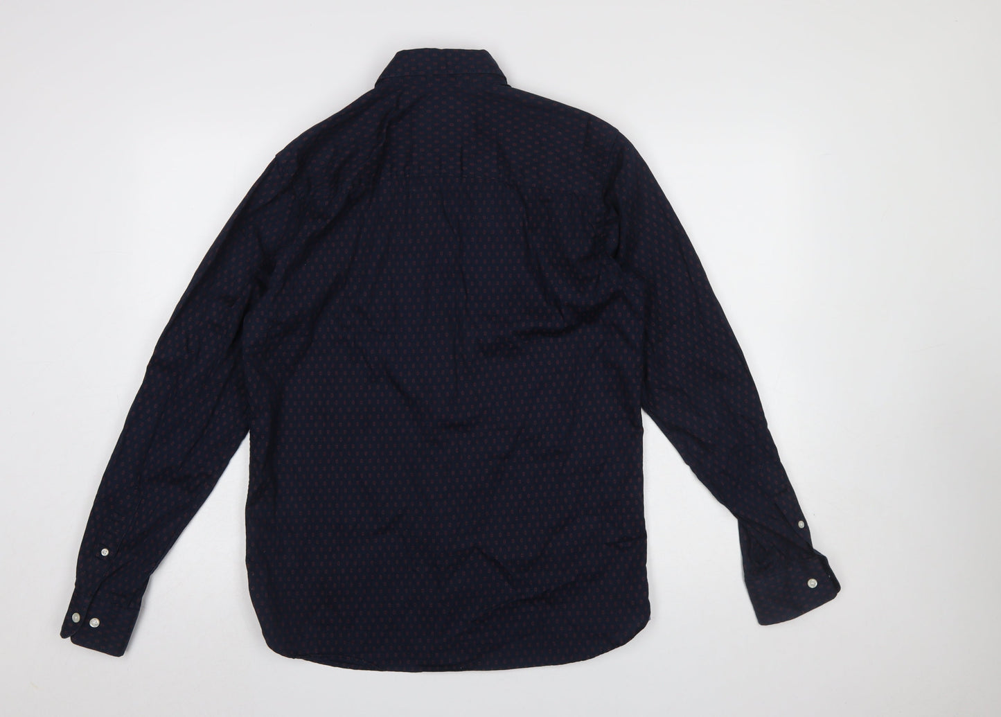 Jack & Jones Men's Blue Geometric Button-Down Cotton Shirt Medium