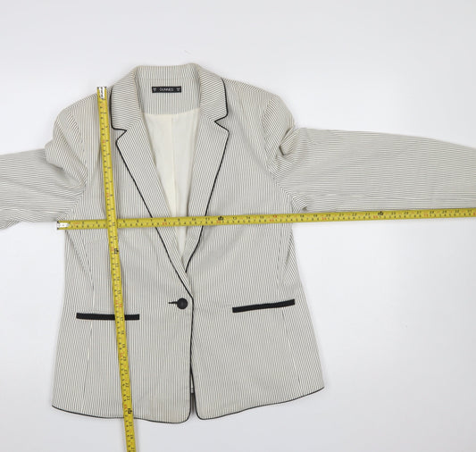 Dunnes Women Beige Pinstripe Single Breasted Blazer Size 14