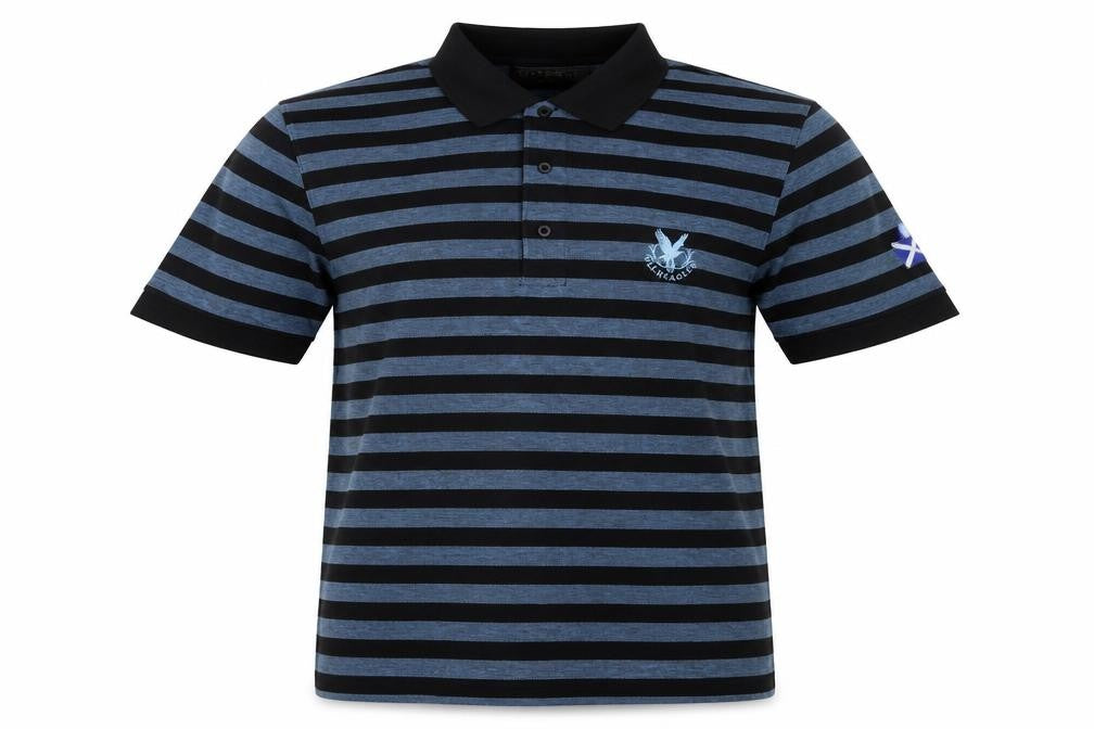 Gleneagles Men's Blue Striped Cotton Short Sleeve Polo Shirt S