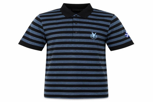 Gleneagles Men's Blue Striped Cotton Short Sleeve Polo Shirt S