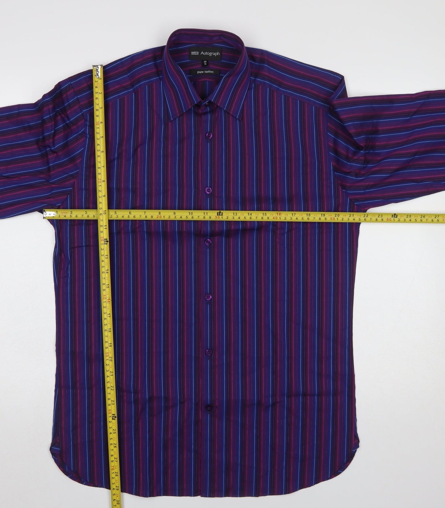 Marks and Spencer Autograph Men’s Purple Striped Cotton Shirt 15 M