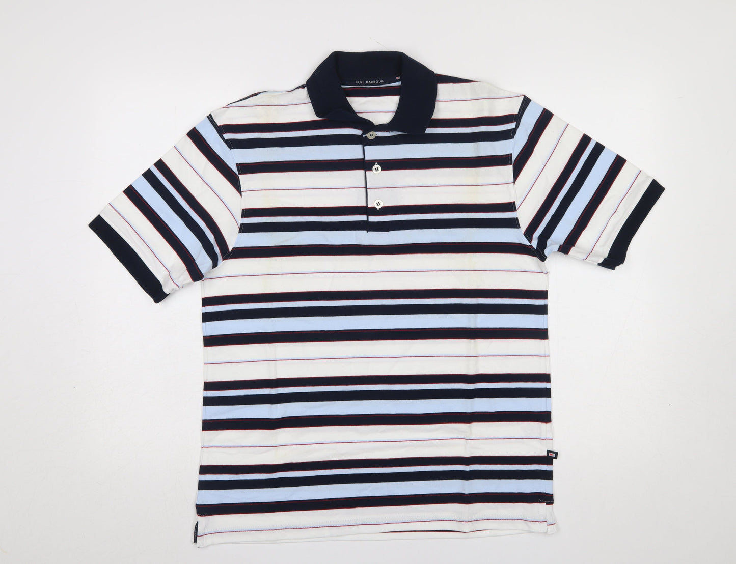 Marks and Spencer Men's Multicoloured Striped Polo Shirt Size S