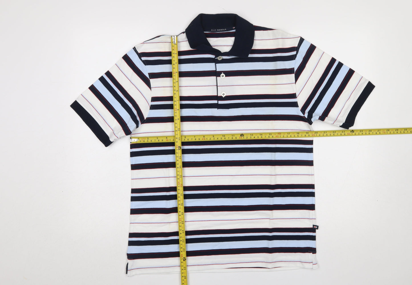 Marks and Spencer Men's Multicoloured Striped Polo Shirt Size S