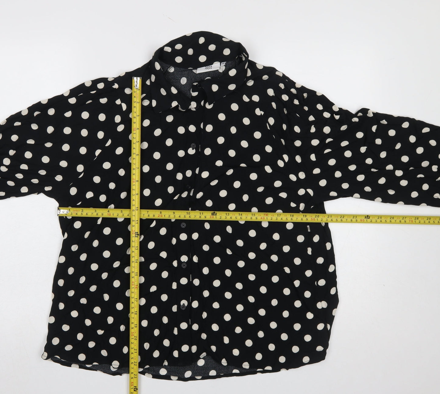 Noa Noa Women’s Black Polka Dot Viscose Blouse Size 12 Long Sleeve