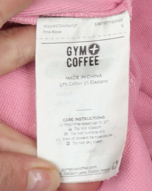 Gym+Coffee Women's Pink Rose Pullover Hoodie Size S Cotton Blend