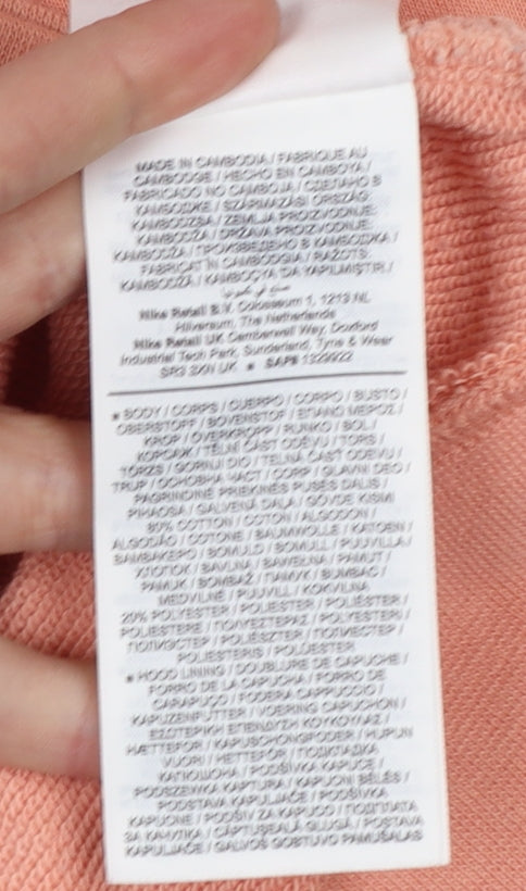 Nike Girls Pink Pullover Hoodie L 146cm Logo Graphic Cotton Blend