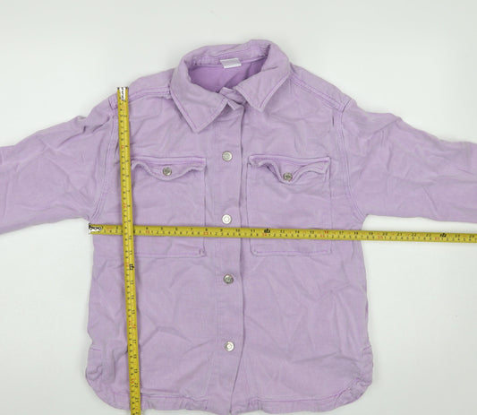Zara Girls Purple Cotton Lyocell Shirt Jacket 11-12 Years Button Front