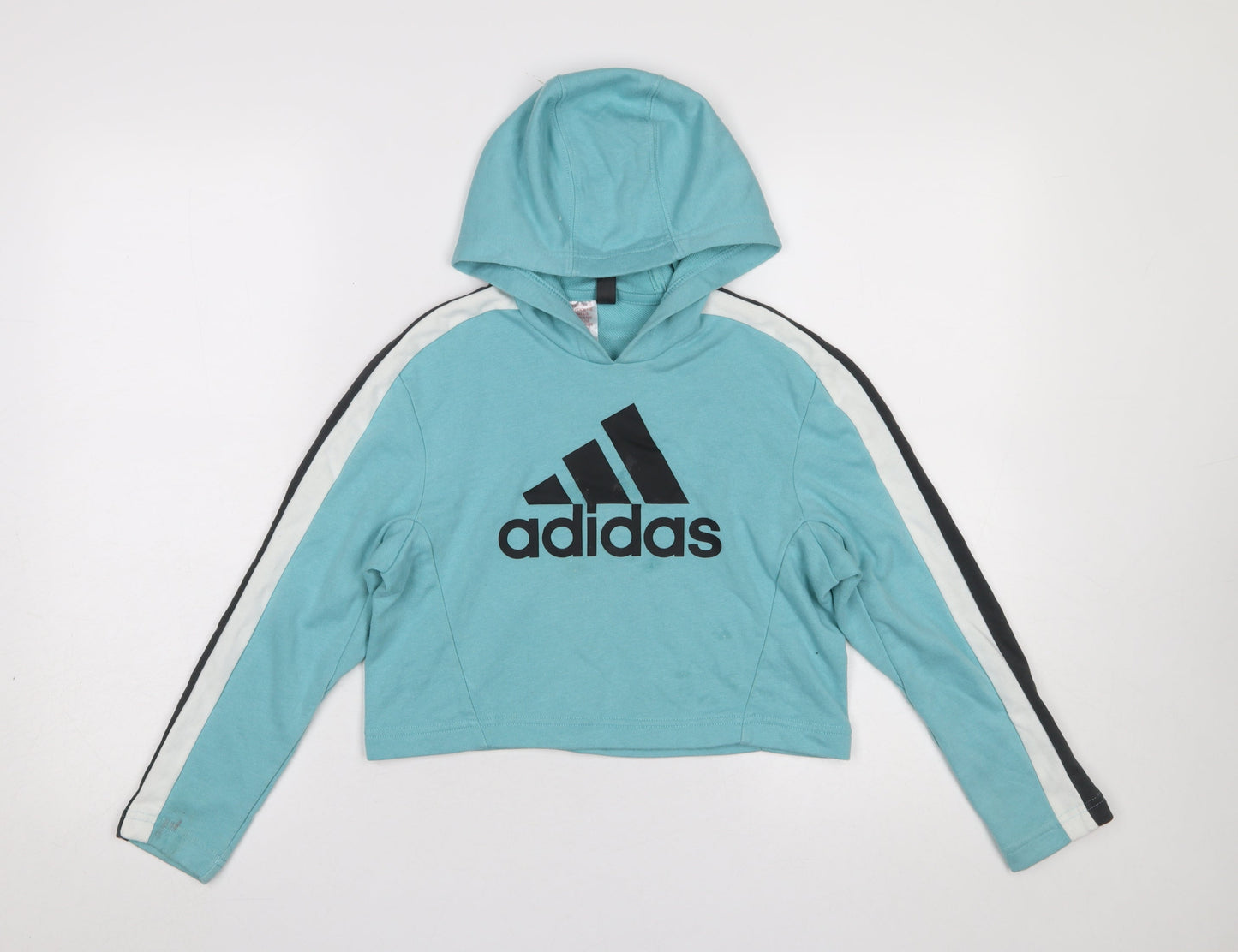 Adidas Girls Blue Pullover Hoodie 9-10 Years Logo Sports Hoodie