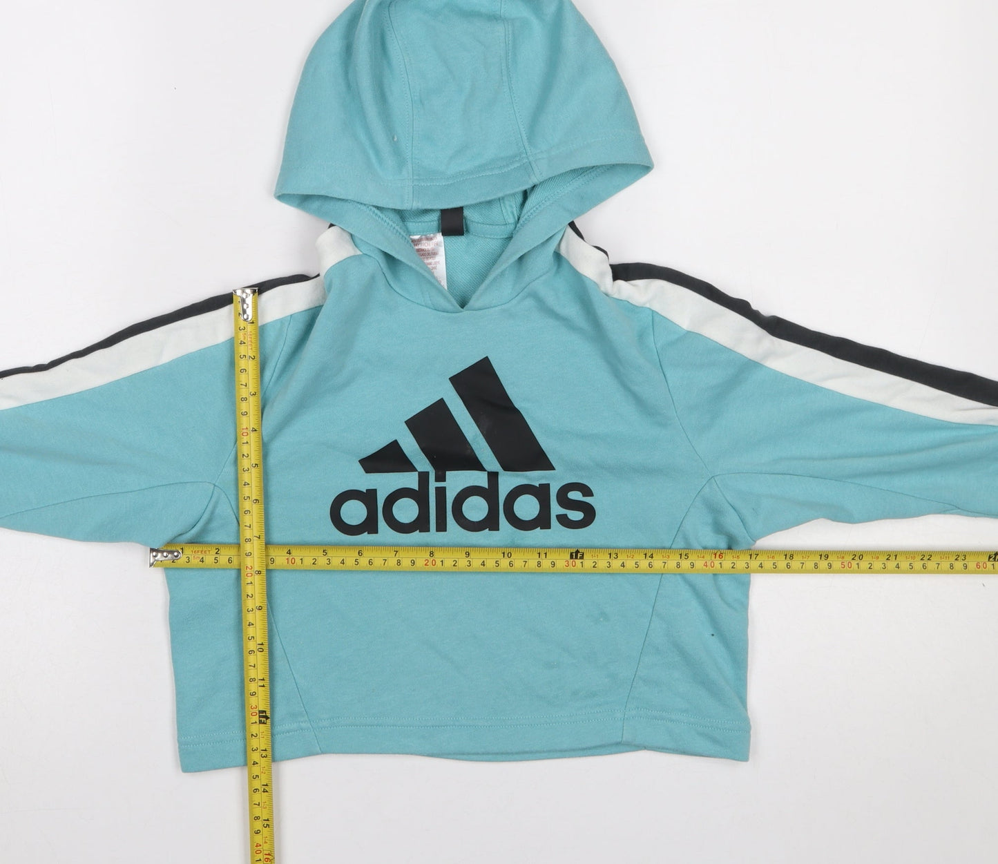 Adidas Girls Blue Pullover Hoodie 9-10 Years Logo Sports Hoodie