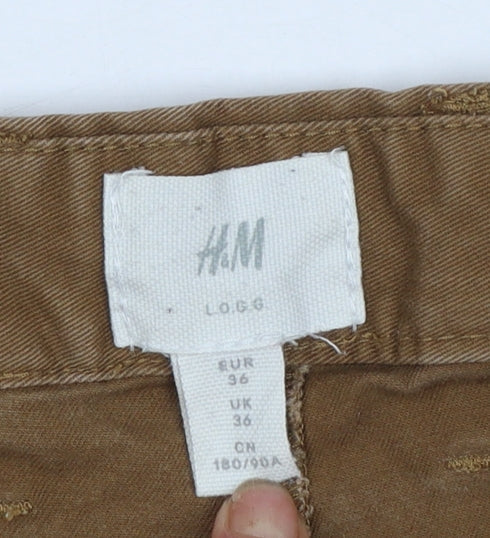H&M Men Brown Chino Trousers Size UK 36 Regular Cotton Blend