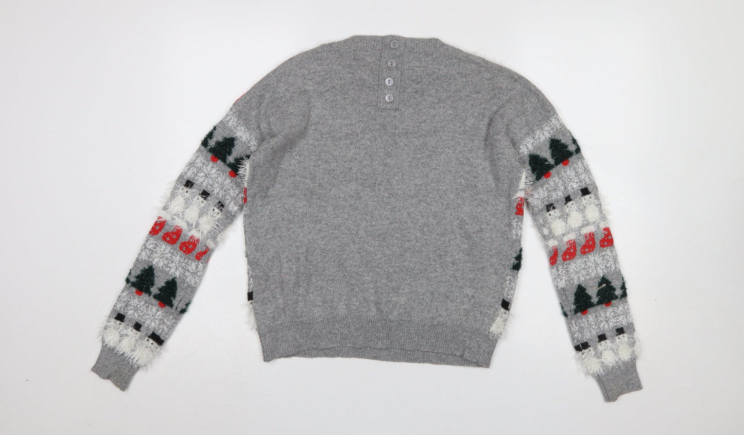 Next Women’s Grey Christmas Fair Isle Pullover Jumper Size 8