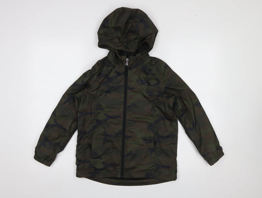 TOG24 Boys Green Camouflage Hooded Windbreaker Jacket 10 Years
