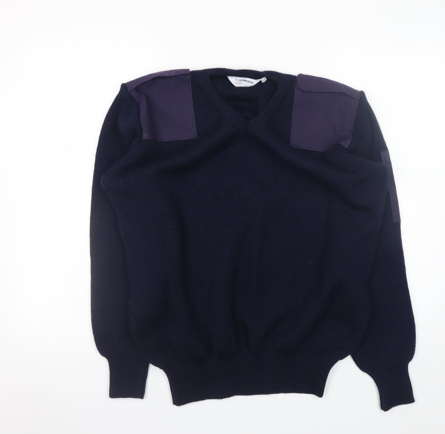The Co-operative Clothing Men’s Blue Wool Work Jumper M V-Neck Pullover