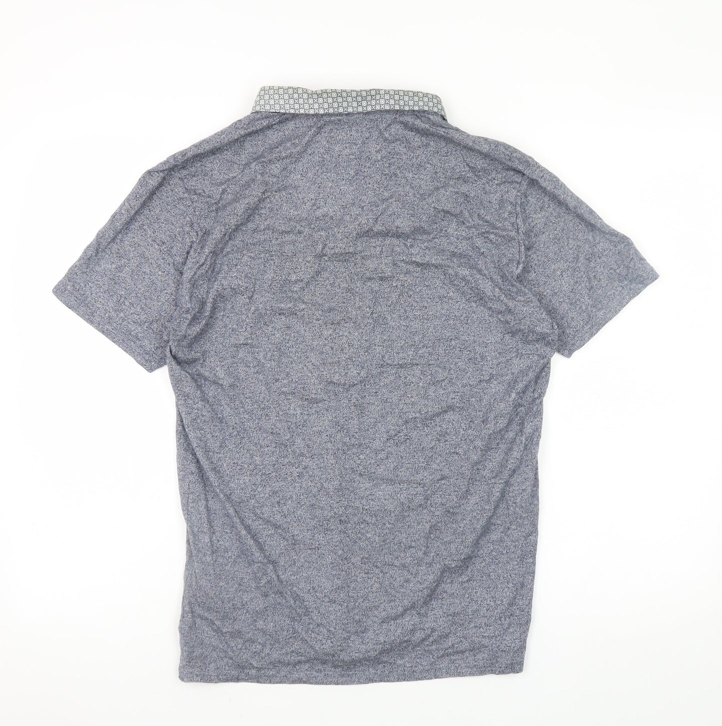 Threadbare Men's Blue Cotton Short Sleeve Button-Down Polo Shirt Size S