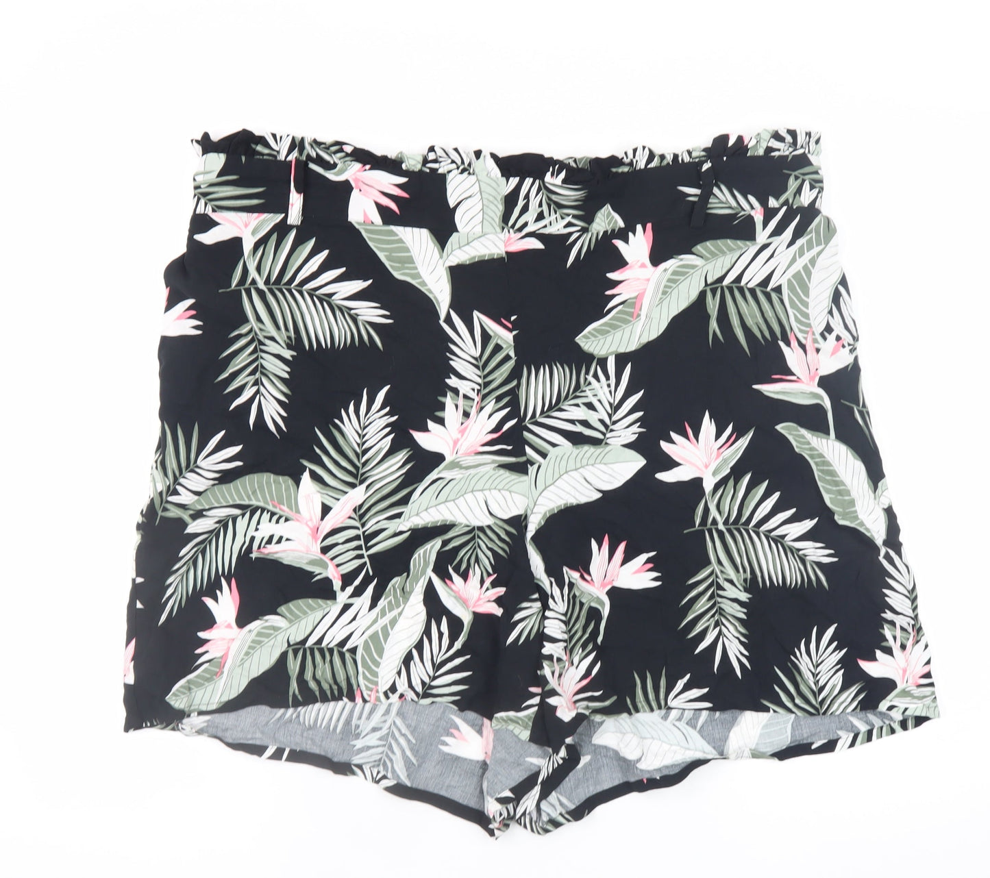 Vero Moda Womens Black Floral Paperbag Shorts Size 18