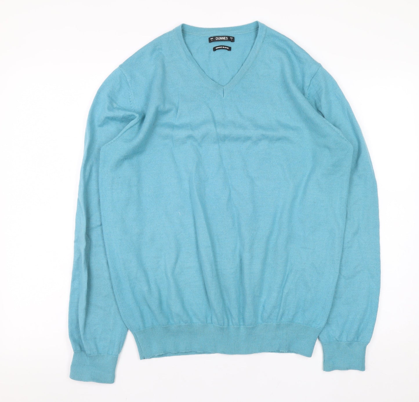 Dunnes Men’s Blue Merino Blend V-Neck Jumper Size L