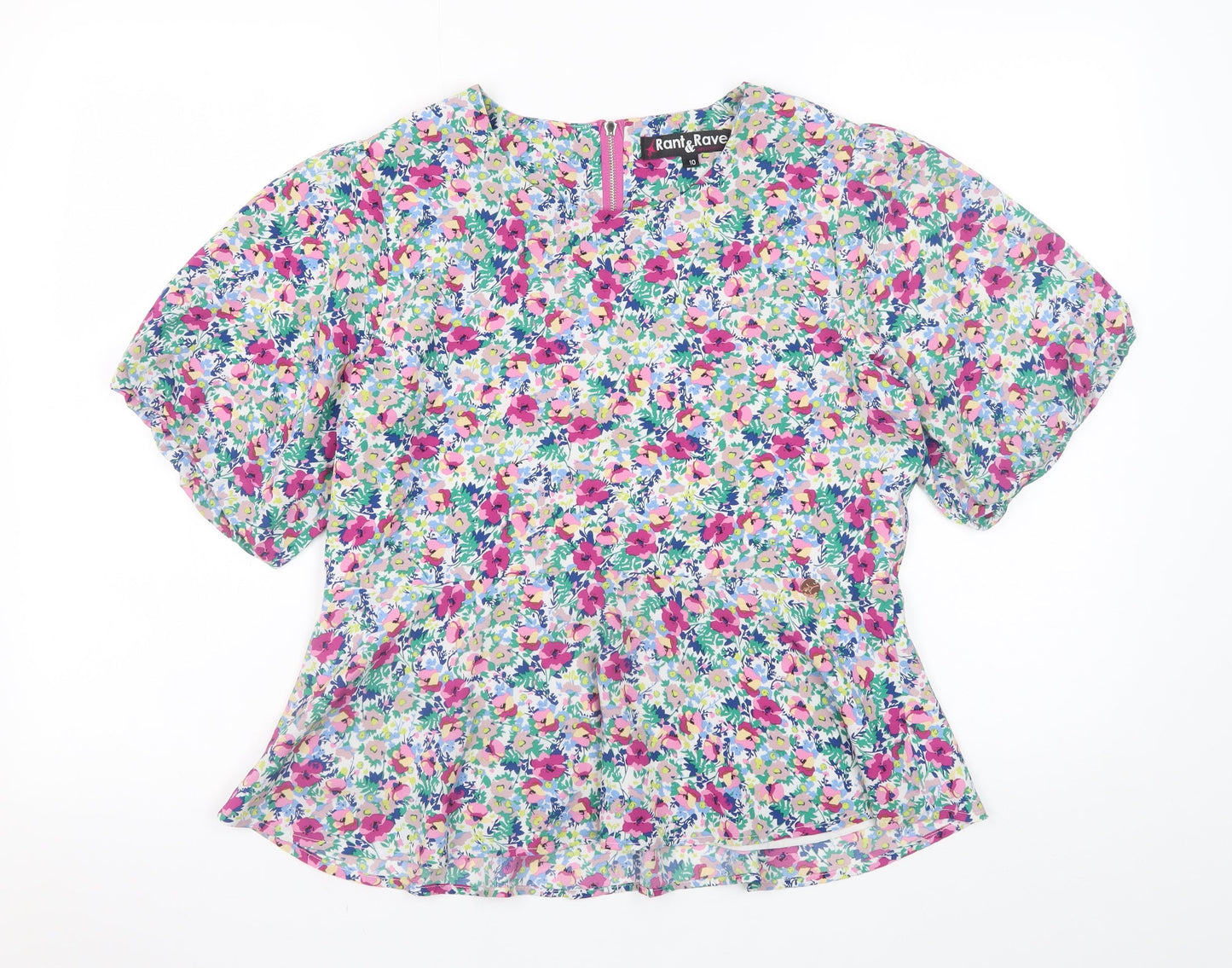 Rant & Rave Womens Multicoloured Floral Tunic Blouse Size 10