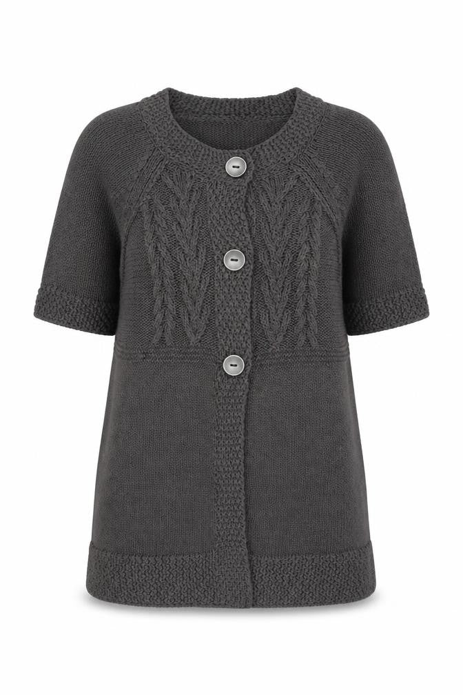 Marks and Spencer Women’s Grey Short Sleeve Cable-Knit Cardigan UK 14