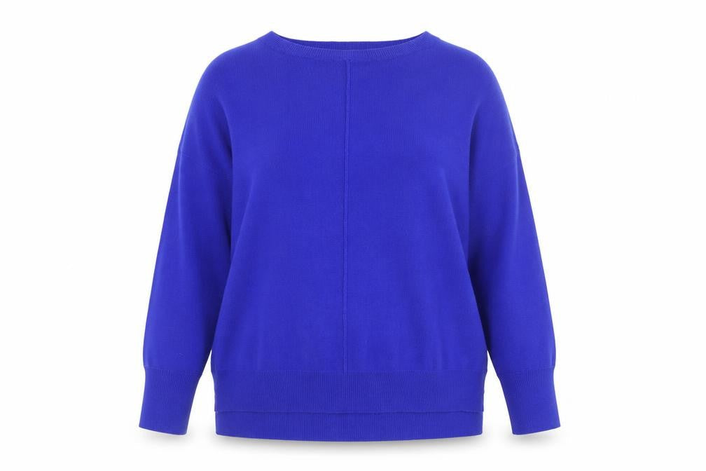 Front view of Atmosphere Women Blue Acrylic Crew Neck jumper, size 12