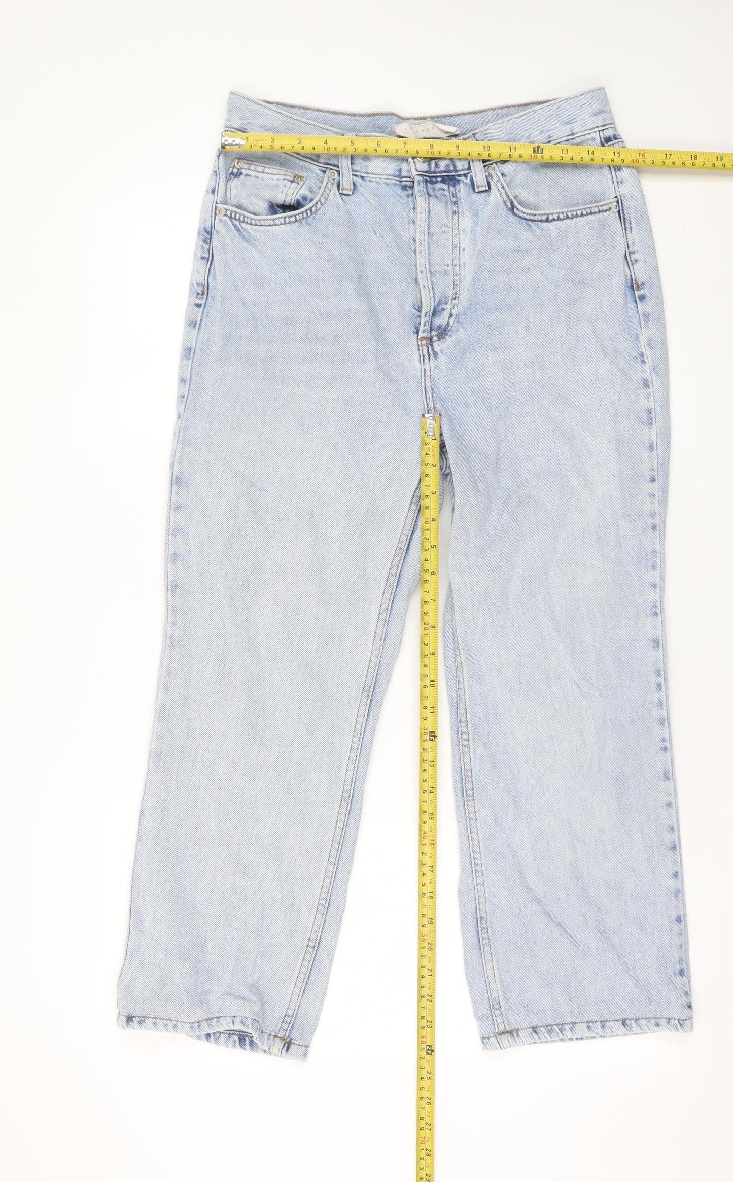 Topshop Unisex Light Blue Denim Straight Jeans W30 L28