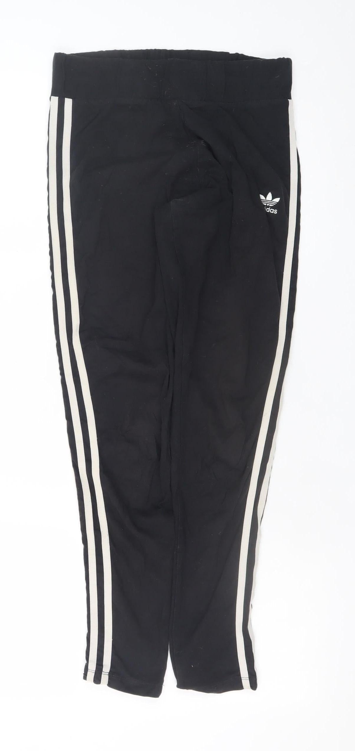 Adidas Women's Black Size 14 Cotton Stretch Side Stripe Leggings