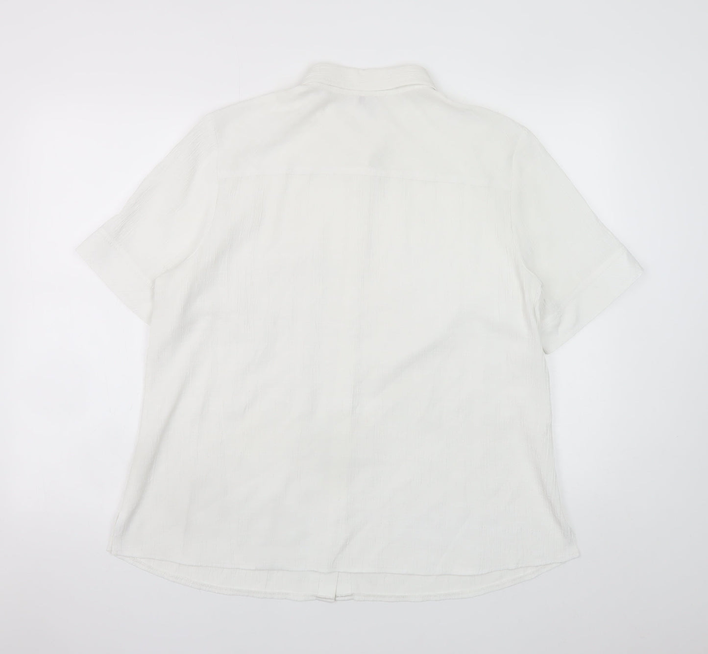 FER Men's White Short Sleeve Regular Fit Button-Up Shirt Size 52