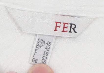 FER Men's White Short Sleeve Regular Fit Button-Up Shirt Size 52