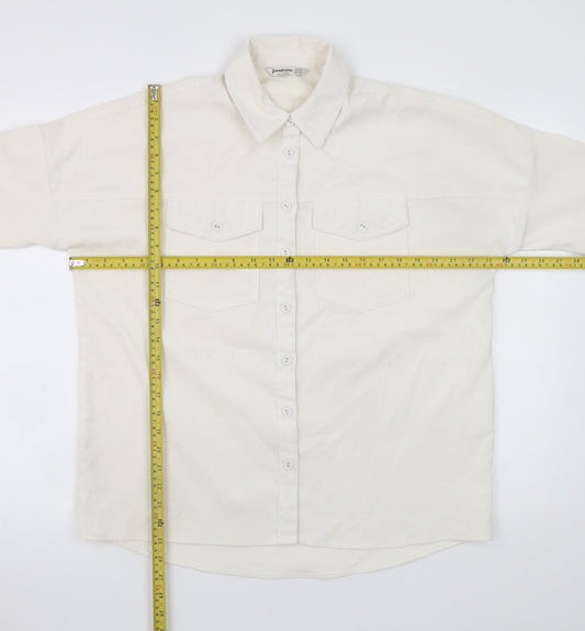 Stradivarius Women Ivory Corduroy Button Jacket XS Classic Style