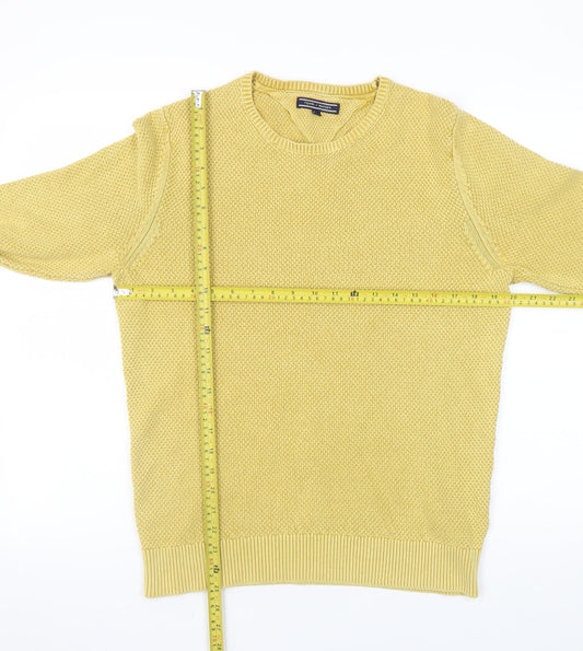 Tommy Hilfiger Men’s Yellow Cotton Crew Neck Jumper Size S